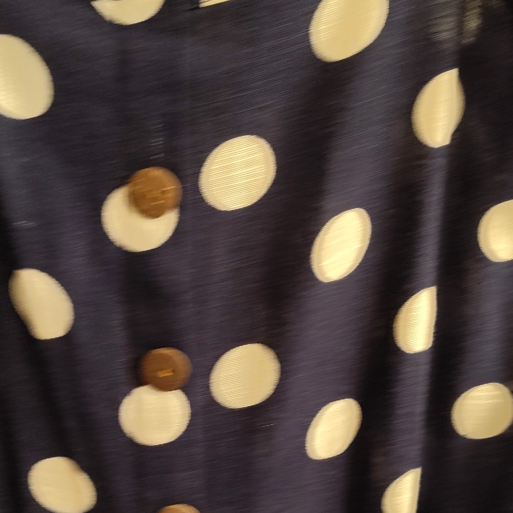 Monteau Sleeveless Polka Dot Linen Midi Dress Black White Sz L Dress B11  X - Picture 5 of 12